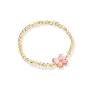 NEW KENDRA SCOTT women's haley bow stretch bracelet in gold blush mop